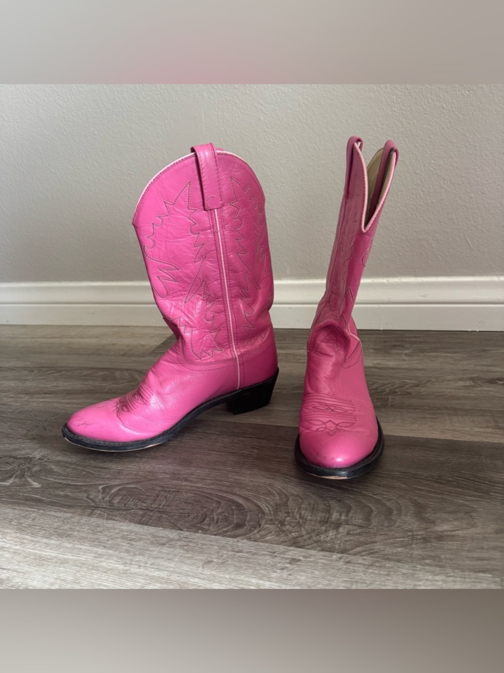 Pink Authentic Genuine Leather Cowboy Boots - Picture 6 of 11